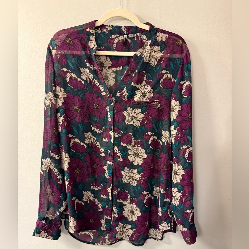KUT from the Kloth Chiffon Blouse Floral Patterned size large